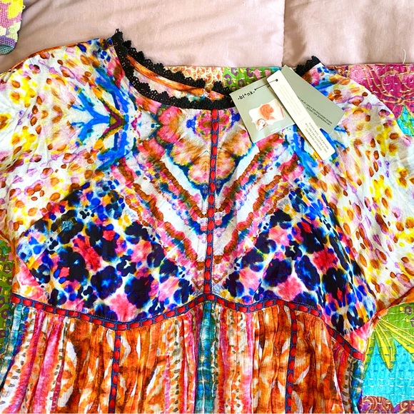 NWT Bl-ank London Anthropologie water color tie dye short sleeve dress small - Picture 9 of 13